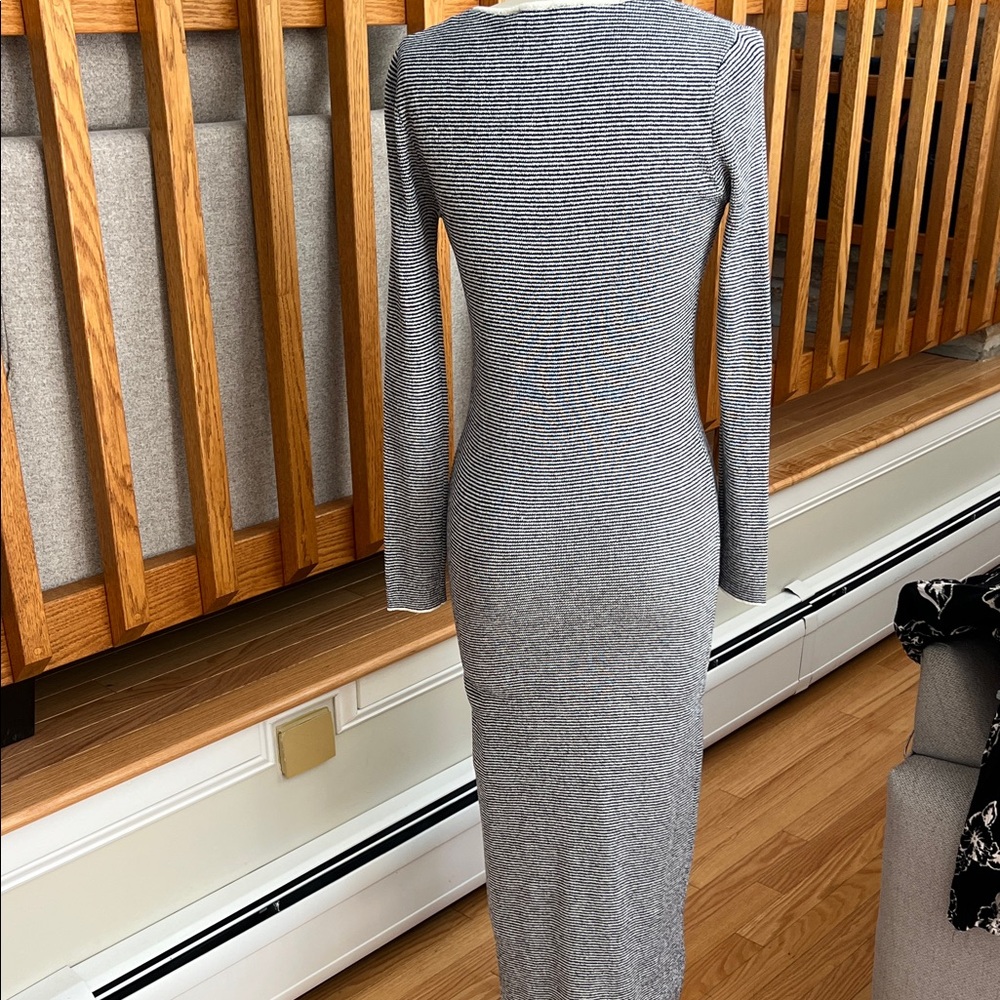 Zara Navy Ribbed Knit Button-Front Dress - Picture 4 of 5